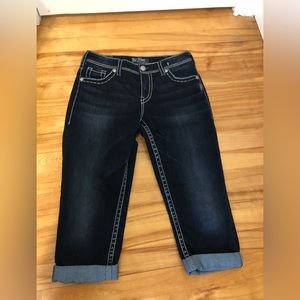 W30 dark blue silver capri jeans